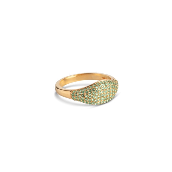Sparkling Mary ring fra Enamel Copenhagen i 18 kt forgyldt sølv med grønne zirkonia.